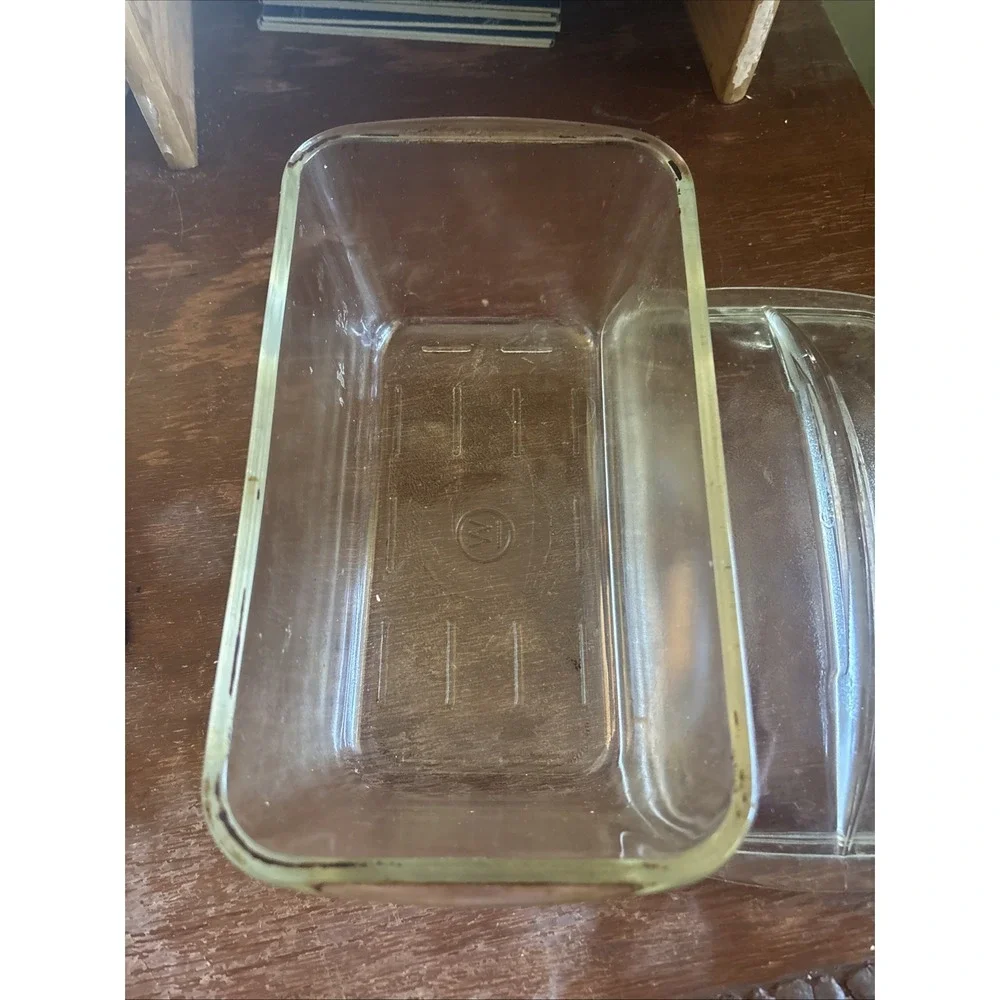 Vintage Westinghouse Clear Refrigerator Loaf Pan Glass Dish with Fin Lid‎